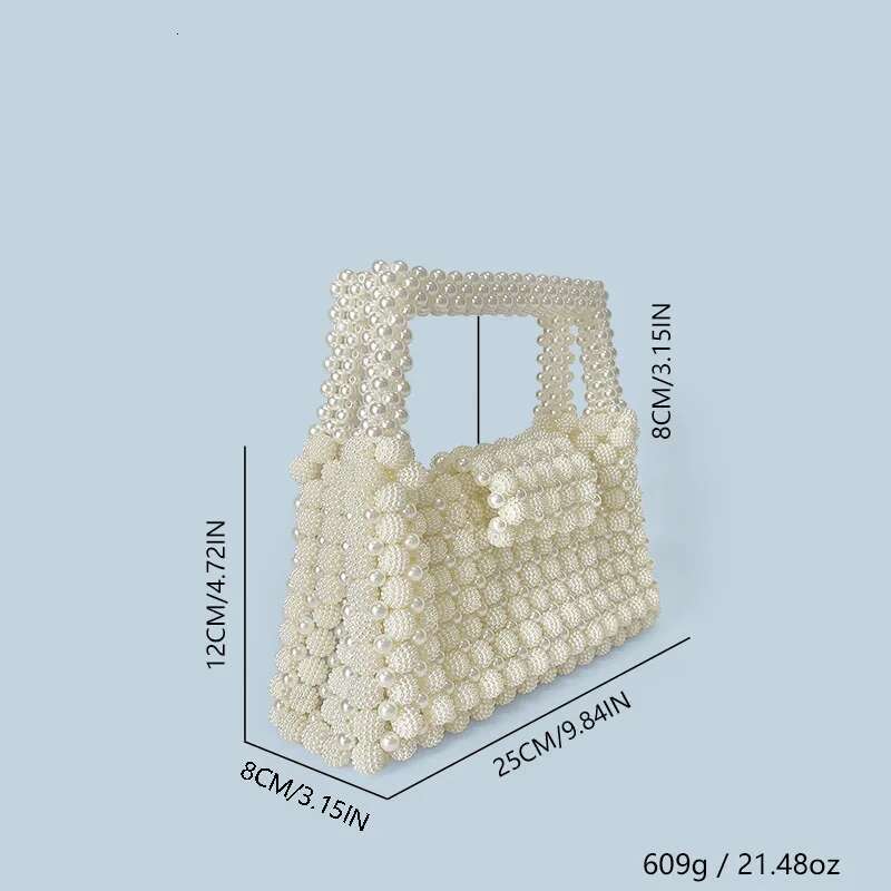 2024 Fahsion Pearl Beaded Evening Bag Design Women's Handmade Hand-Beaded Handbag Wedding Party Clutches Sac A Main Femme