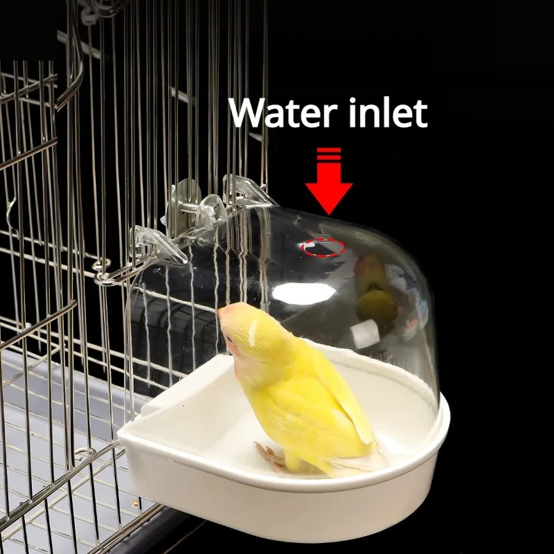 Bird bathtub shower box plastic water tank pet bird bowl parrot hanger accessories 250318