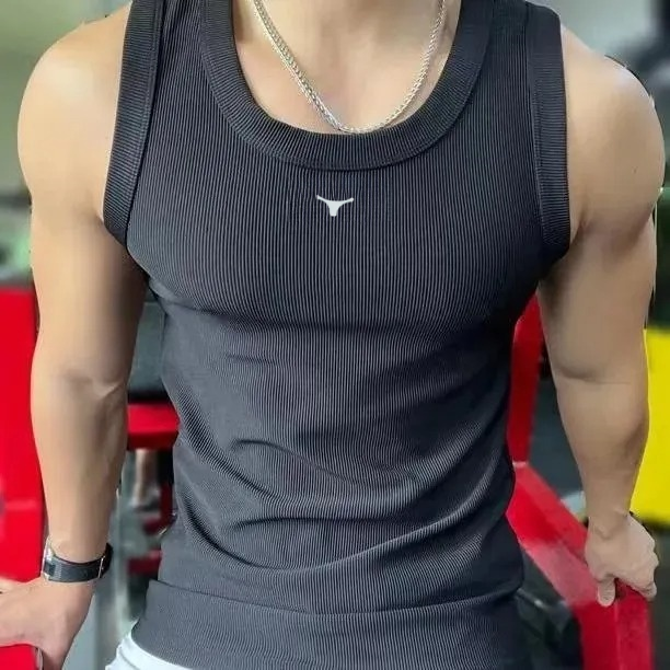 Designer T-shirt men's summer vest T-shirt summer slim sports sweat-absorbent bottoming underwear black tank top fashion men's sports fitness vest clothing