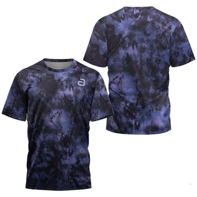 Men's short sleeved sports T-shirt with fashionable camouflage pattern, comfortable and breathable, quick drying, casual, summer