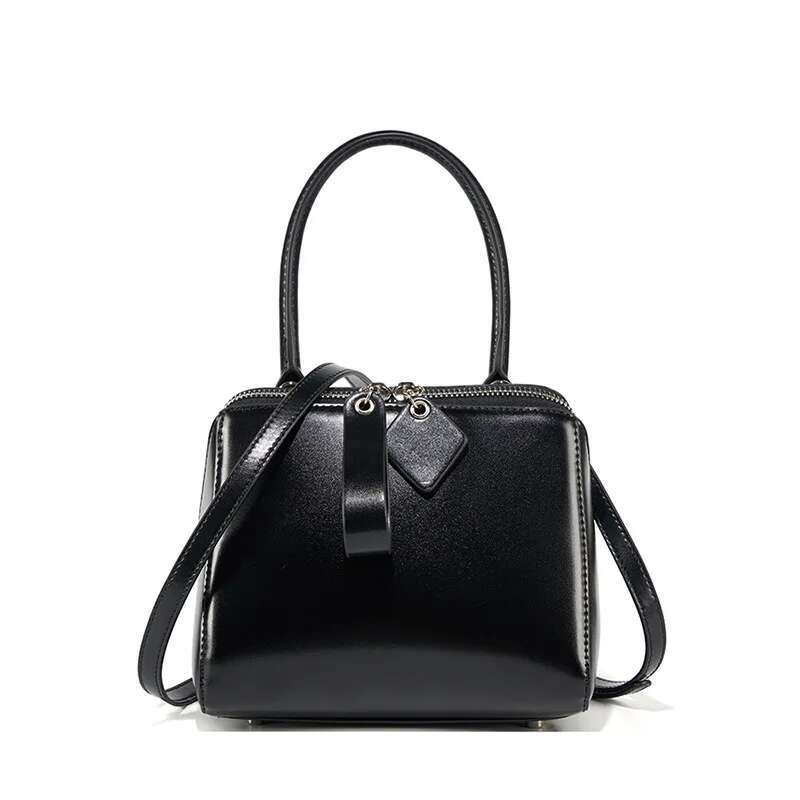 2024 Summer New Genuine Leather Women's Square Bags Simple Solid Shoulder Ladies Crossbody Bag High Quality Versatile Totes
