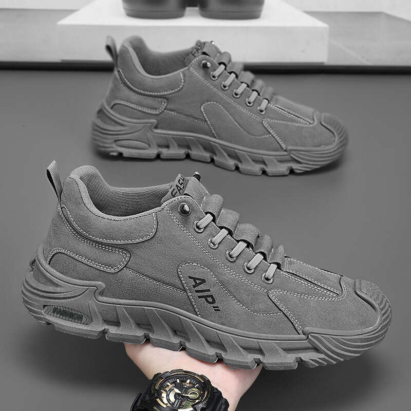 Spring new labor protection casual workwear board thick soled anti slip driving men's sports running shoes