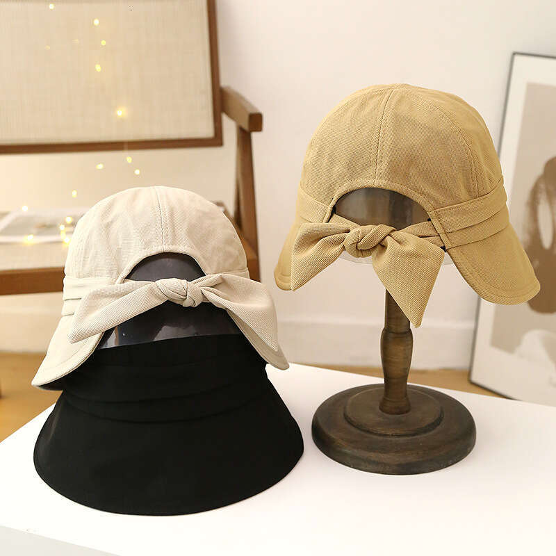New Spring and Autumn Butterfly Knot Minority Fisherman's Hat for Women, Small Face, Elegant Sunshade, Korean Edition Casual Sunscreen Hat, Fashi
