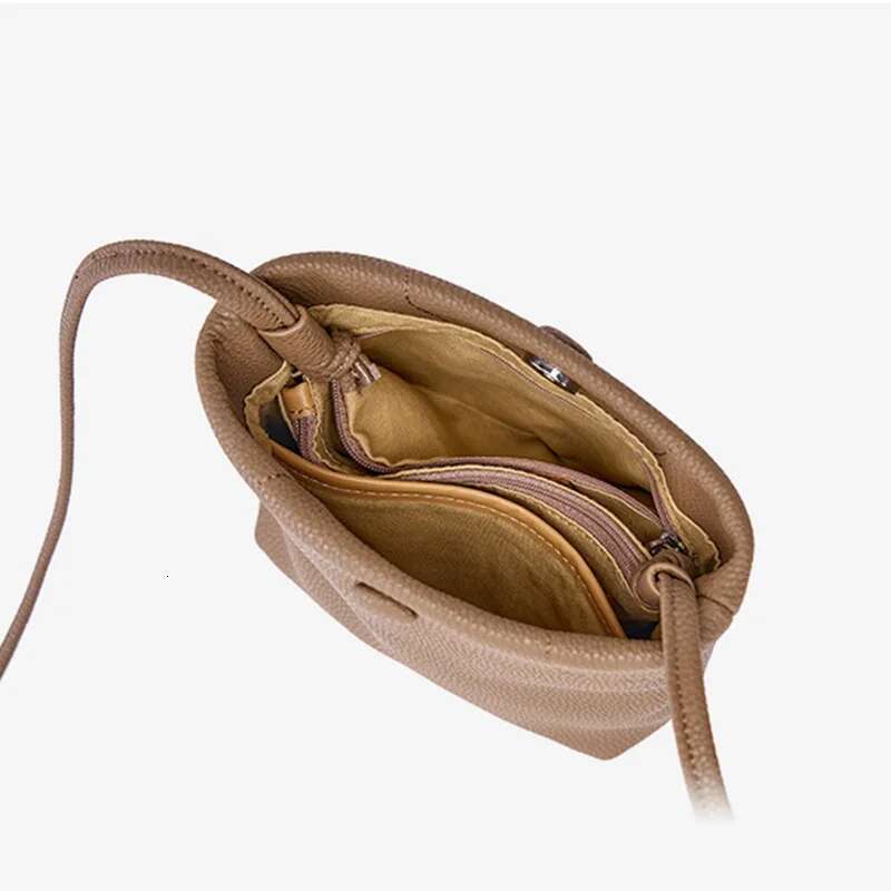 2023 New Casual Genuine Leather Women Cell Phone Bag Shoulder Bags Soft Pocket Wallets Female Coin Case Small Purses Gray
