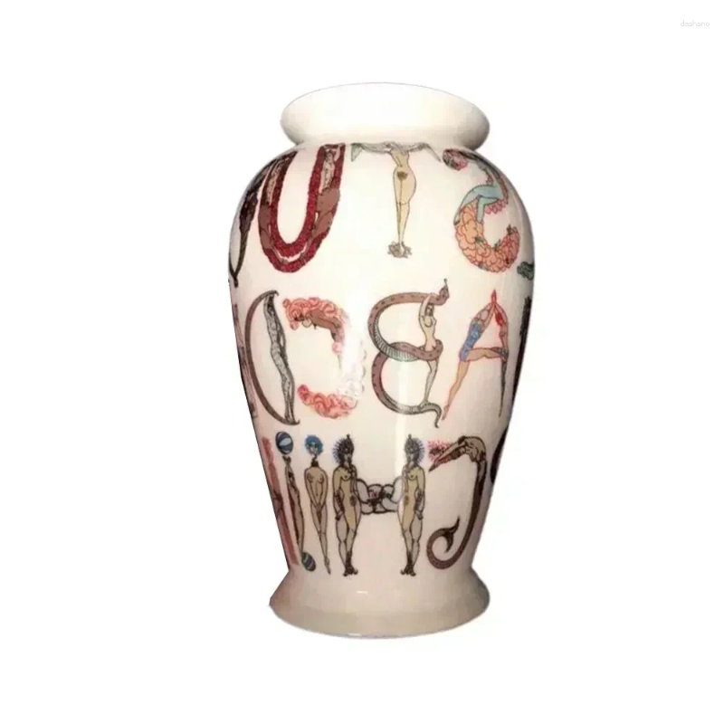 Vases Decor Unique Alphabet Ceramic Vase Creative Flower Pot Super Cool Decorative Modern Vases Trendy Desktop Ornament For Home Decoration B5 R250920