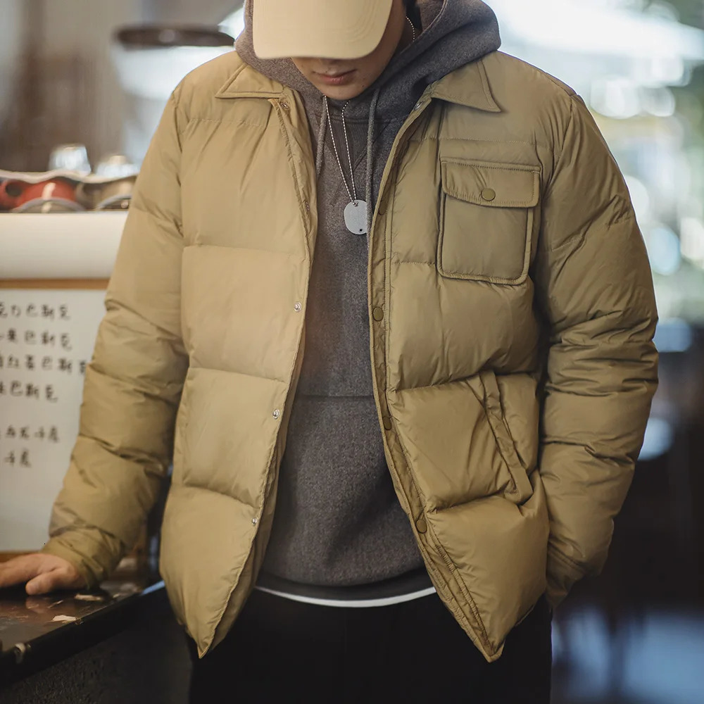 Maden Casual 90 White Duck Down Jacket Lightweight Warm Coldresistant Singlebreasted Lapel Puffer Men Winter Outerwear 250109
