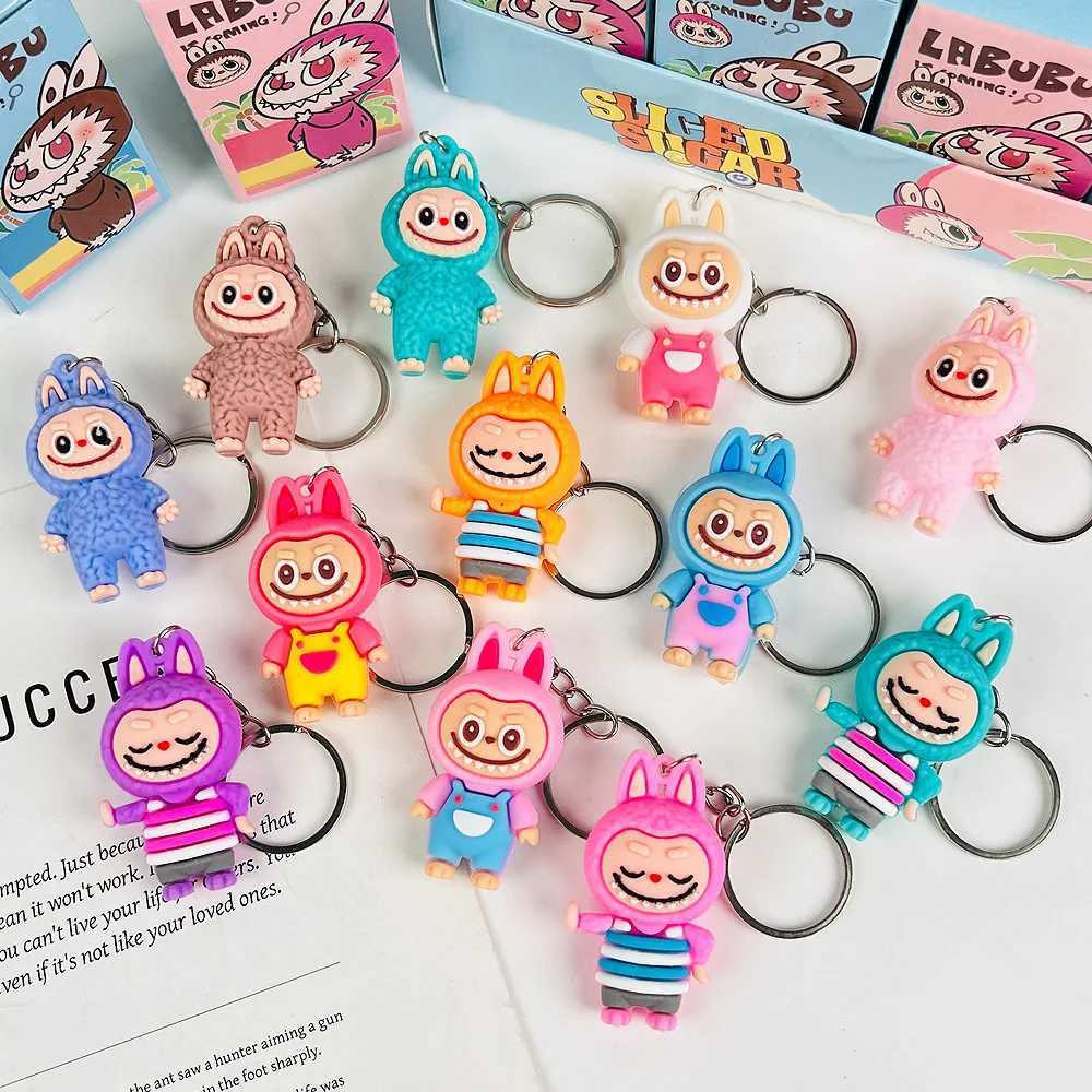24 Labubu blind box pattern dolls PVC small pendant trend cute Kawaii cartoon keychain mysterious box decoration wholesaleT250318