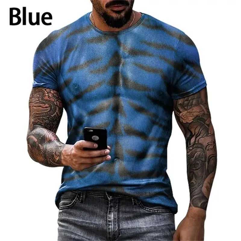3D Mens Funny Muscle Graphic T Shirts Short Sleeve Casual Personality Tee Tops Streetwear Full Print Mens Party Tshirt ClothesXJ250318