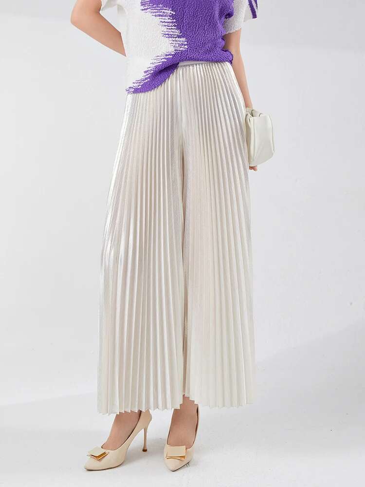 LANMREM Pleated Leg Wide Pants For Womne High Waist Loose Trousers Versatile 2025 Fashion Summer New Clothing 2Z1431