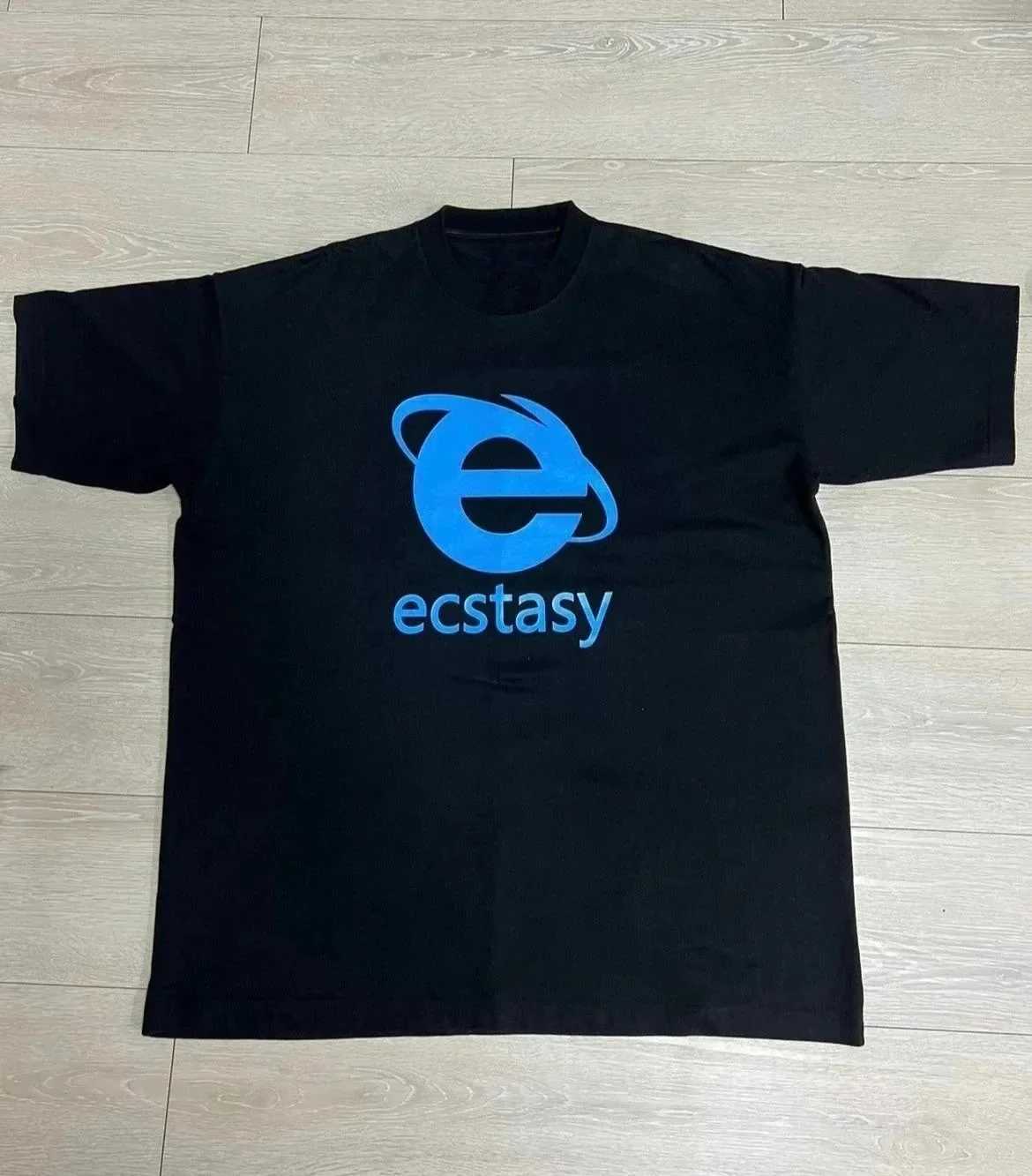 Street Clothing Ecstasy New T-shirt Y2K Mens Harajuku White T-shirt Letter Pattern Printed Large Loose Short Sleeve Gothic TopXJ250318