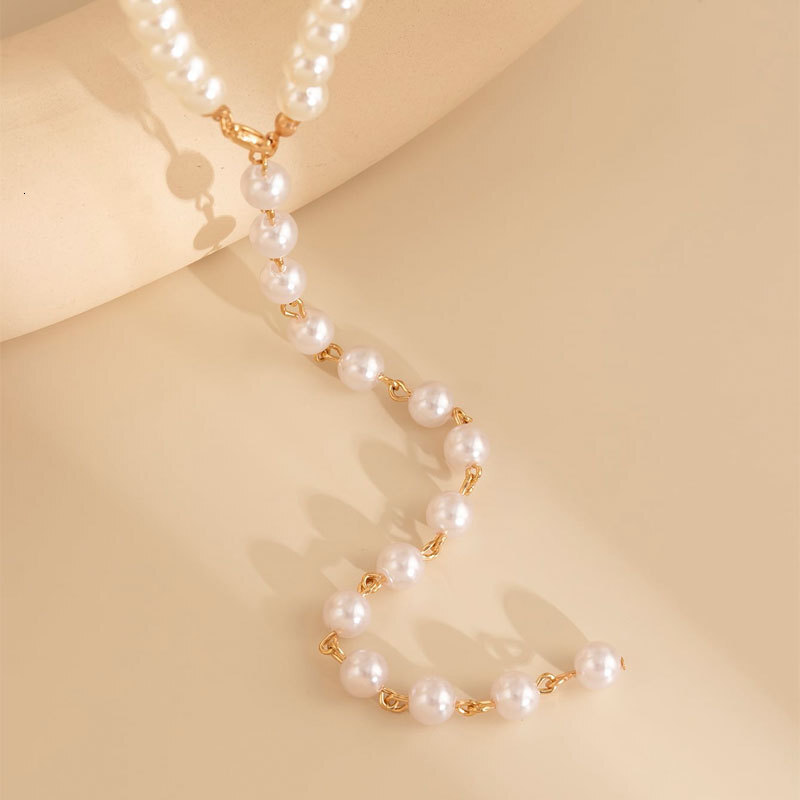 Imitation Pearl Fringe Y Necklace Women Europe And The United States Retro Temperament Sexy Beaded Necklace Jewelry