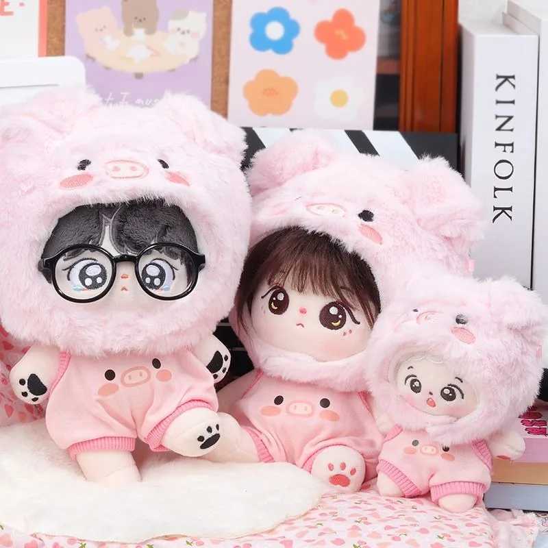 10cm 20cm cotton doll clothing cute pink pig head cover with hanging jumpsuit and toy doll accessoriesT250318