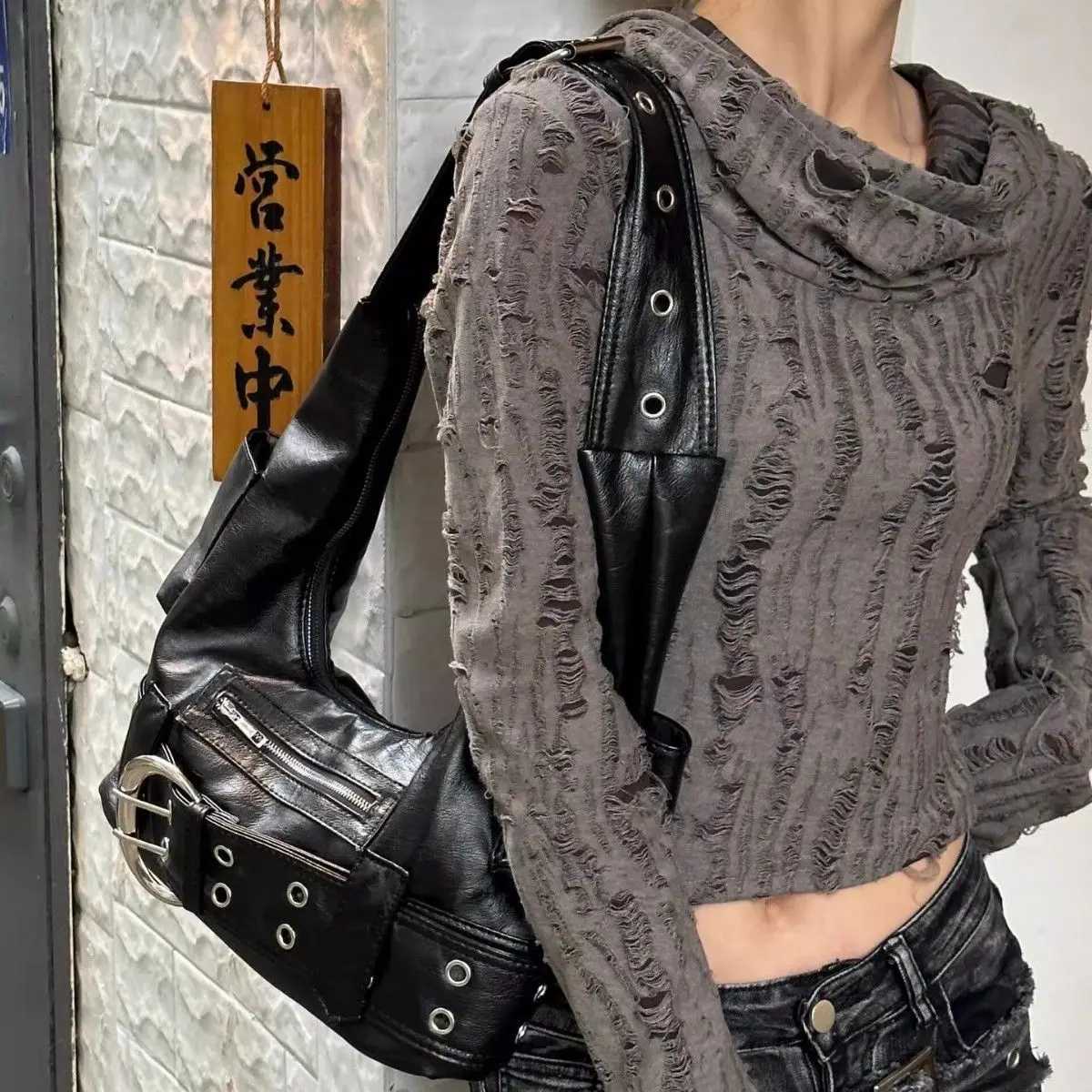 JIAERDI High Street Black Shoe Bags Wallet Warm Sweet Hot Girl Leather Y2k Handbag Fem Casual Cross Bag Y250318