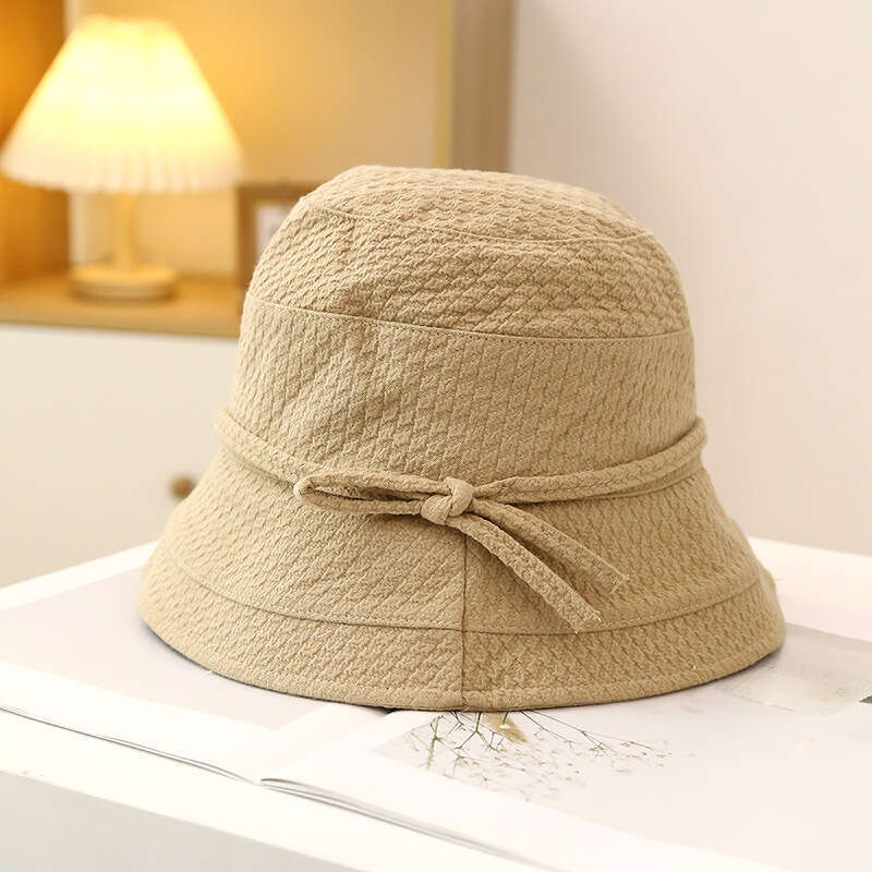 Autumn and winter Japanese style simple casual bow decoration flat top fisherman basin fashion cloth hat