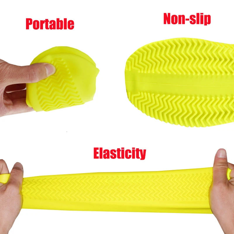 1pair of waterproof and anti slip silicone shoes high elasticity wearresistant neutral rain boots suitable for outdoor rainy reusable shoe covers 2503