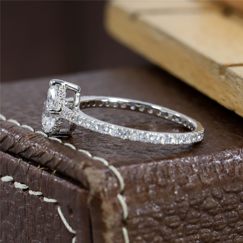 Jewelry IGI Certified 1.0 Carat Lab Grown Diamond Pear Cut Full Band Engagement Ring 14K White Gold Wedding Womens Gold Ring