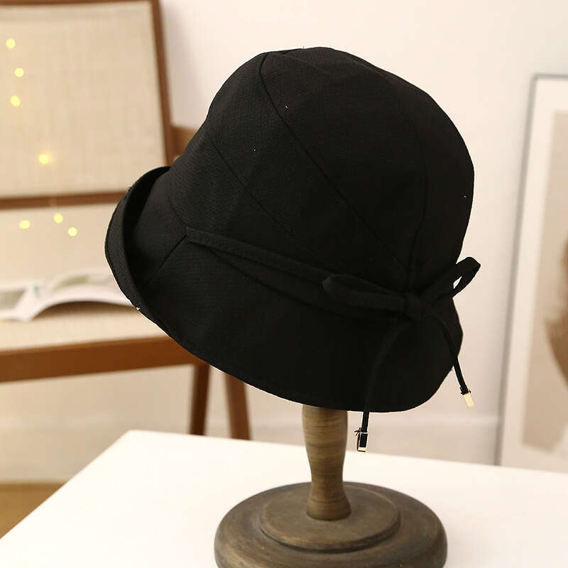 Hat children's Korean version lace up fisherman spring and summer temperament, rolled edge dome sunshade basin hat, looks small on the face