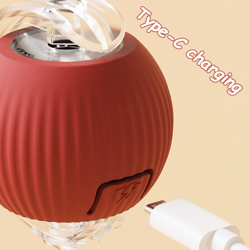 2Pcs Cat Interactive Ball Toys Automatic Rolling Ball Faux Tail Rechargeable Smart Pet Electric Toy Cat Training Imitate Mouse