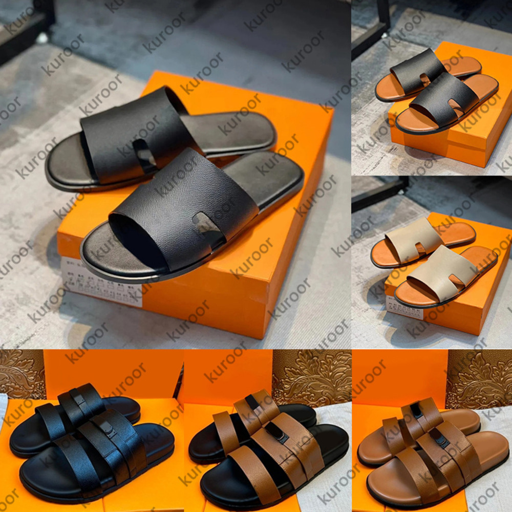 designer slide Slippers Beach Classic Flat Sandals Slide Luxury Summer Lady Leather Flip Flops Top Quality Men Women Slides sandale sandles J16