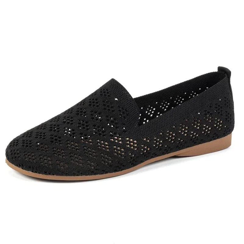 Summer Mesh Fabrics Breathable Flats Women Shoes Ventilate Lace Leisure Loafers Mom Shoes Comfort Casual Light Sneakers 250318