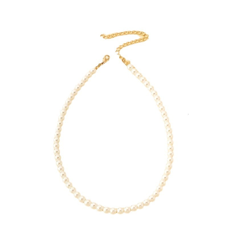 6mm Imitation Pearl Necklace Female Highlighter Artificial Pearl Choker Collarbone Chain Jewelry for Women
