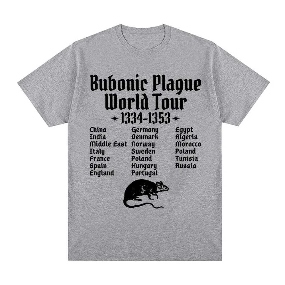Bubonic Plague World Tour T-shirt Men Women Funny Rat Meme Gothic T Shirt Vintage Casual Oversized T Shirts StreetwearXJ250318