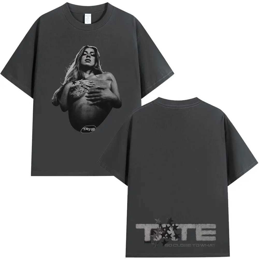 Tate McRae so close to 2025 album Merch T-shirt mens Harajuku short sleeved T-shirt cotton casual T-shirt streetwearXJ250318