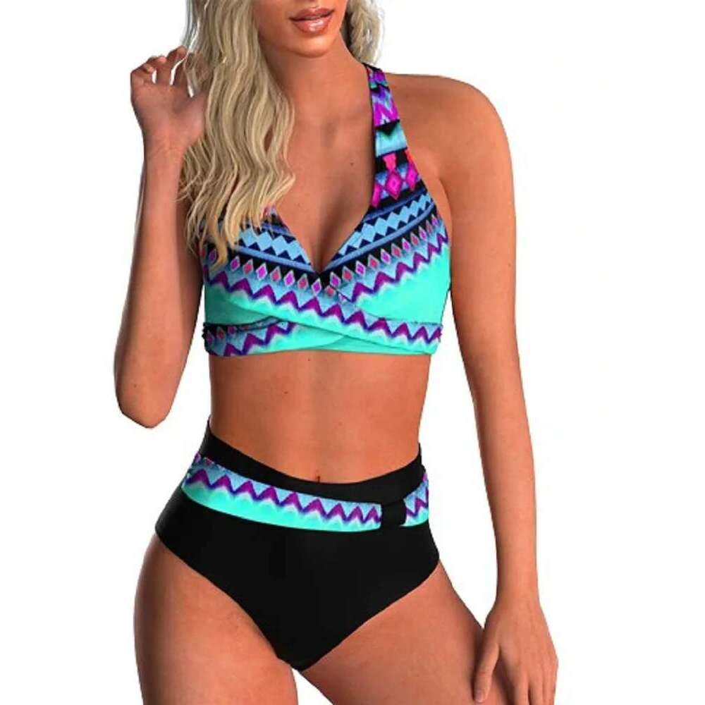 Women's camisole collar swimsuit, push up bra, high waisted underwear, swimsuit, beachwear, 2023