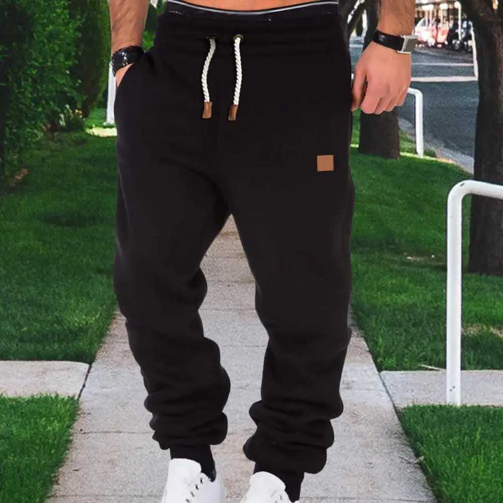Mens sports leggings with elastic waist and pockets soft and breathable jogging leggings W250318