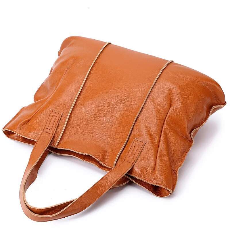 100% Genuine Leather Handbags Large Capacity Women Shoulder Bag Retro Tote Purse High Quality Hobos Brown Travel Shopping Bags