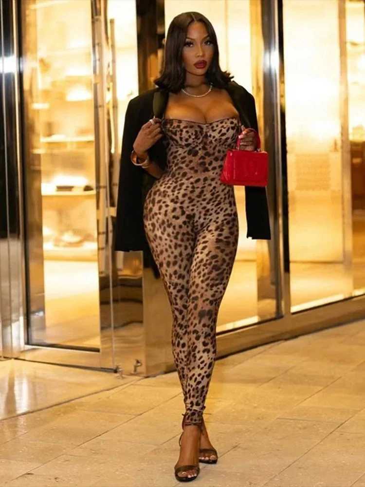 Leosoxs sexy jumpsuit womens Sveless 2025 sexy trend Leopard Print Sveless Strt Fit Stretch Activity Workout Overalls X250318