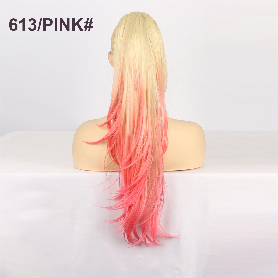 Ponytail Extensions 26 Inch Long Natural Wavy Drawstring Straight Hair Fake Tail Synthetic Hairpiece for Women Daily Use party