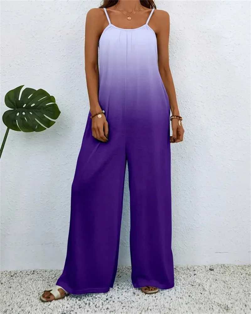 2024 Spring/Summer Womens Digital Printing Gradient Sleeveless Casual Bag jumpsuit X250318