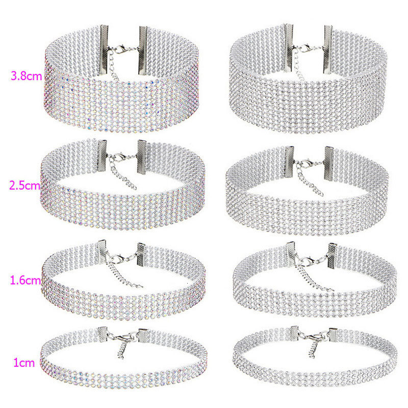 Full Of Diamond Necklace Female Nightclub Style White Stone Bunch Choker Collarbone Chain Jewelry
