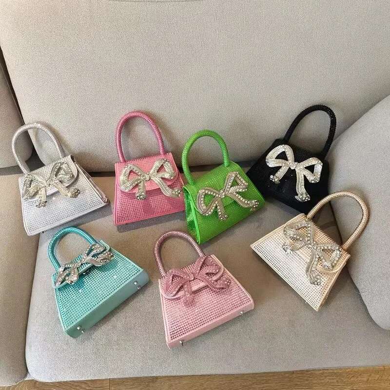 Designer Satin Square Rhies Dia Evening Wedding Party Clutch Purse Women Handbag Shoulder Messenger Bag