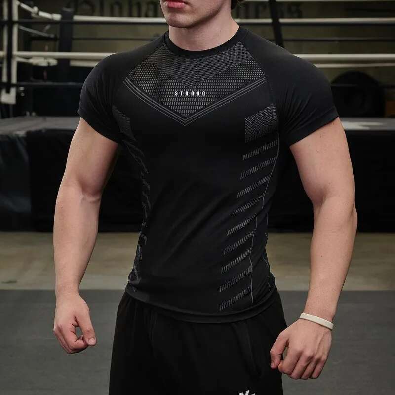 Men's Summer Casual Gym Fiess Sports Skinny Compression T-Shirt Quick Dry Short Sleeve Tee Running Workout Sweatshirt Clothing