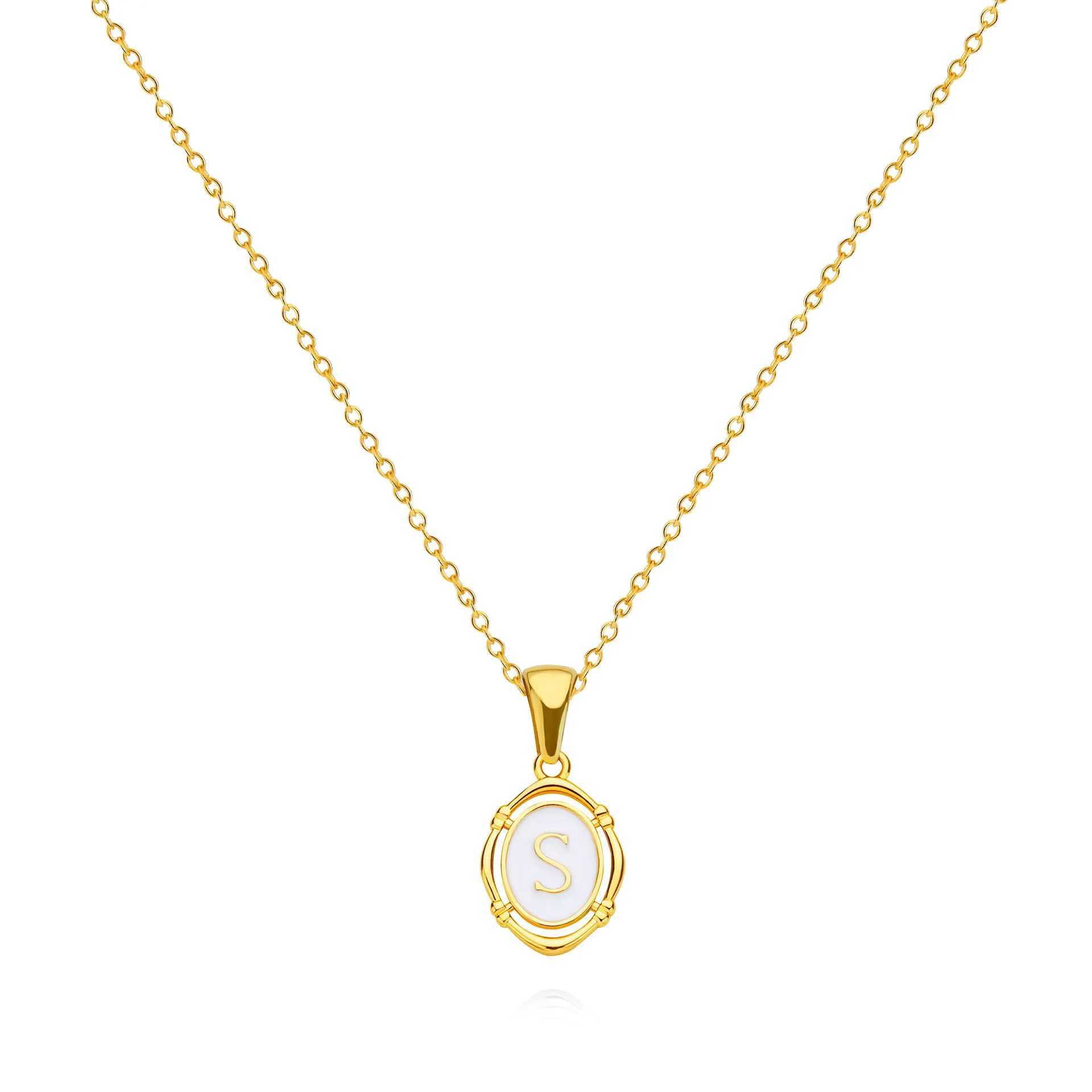 Stainless Steels Drip Oil 26 Letter oval Necklaces for Women Alphabet A-Z Initials Pendant Necklace Aesthetic Jewelry Gift W250318