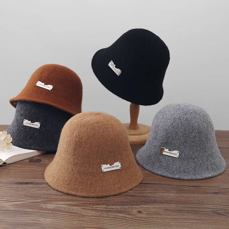 New Iron Label Women's Fashion Trendy Style Solid Color Pot Spring and Autumn Plain Face Covering Water Bucket Fisherman's Hat