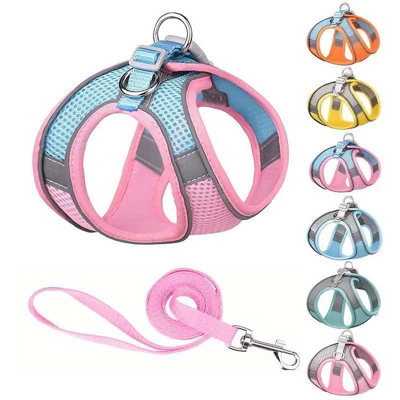 Breathable mesh cat and dog strap adjustable vest walking lead strap soft pet strap suitable for cats puppies lapdogs ChihuahuaT250318