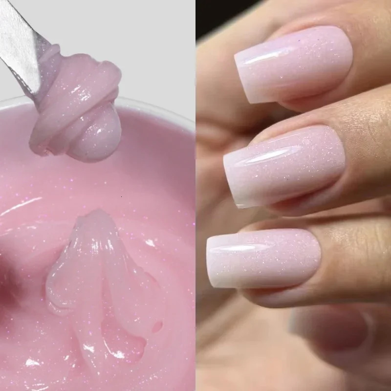 MSHARE 50g/250g Shimmer Pink White Acrylic Gel Glitter Shiny Extension Acryl Hard Gel Nails Sculpting Construction Professional 250314