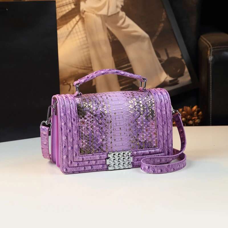 2025 New Fashion Women's Handbags Genuine Leather Small Shoulder Crossbody Bag Senior Sense Snake Print Bags