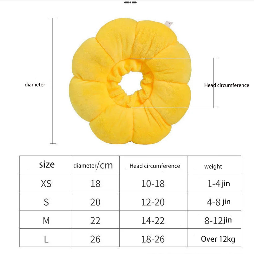Sunflower Pet Elizabethan Collar Adjustable AntiBite Surgery AntiLick Wound Healing Cat Protection Collars Soft Plush 250318