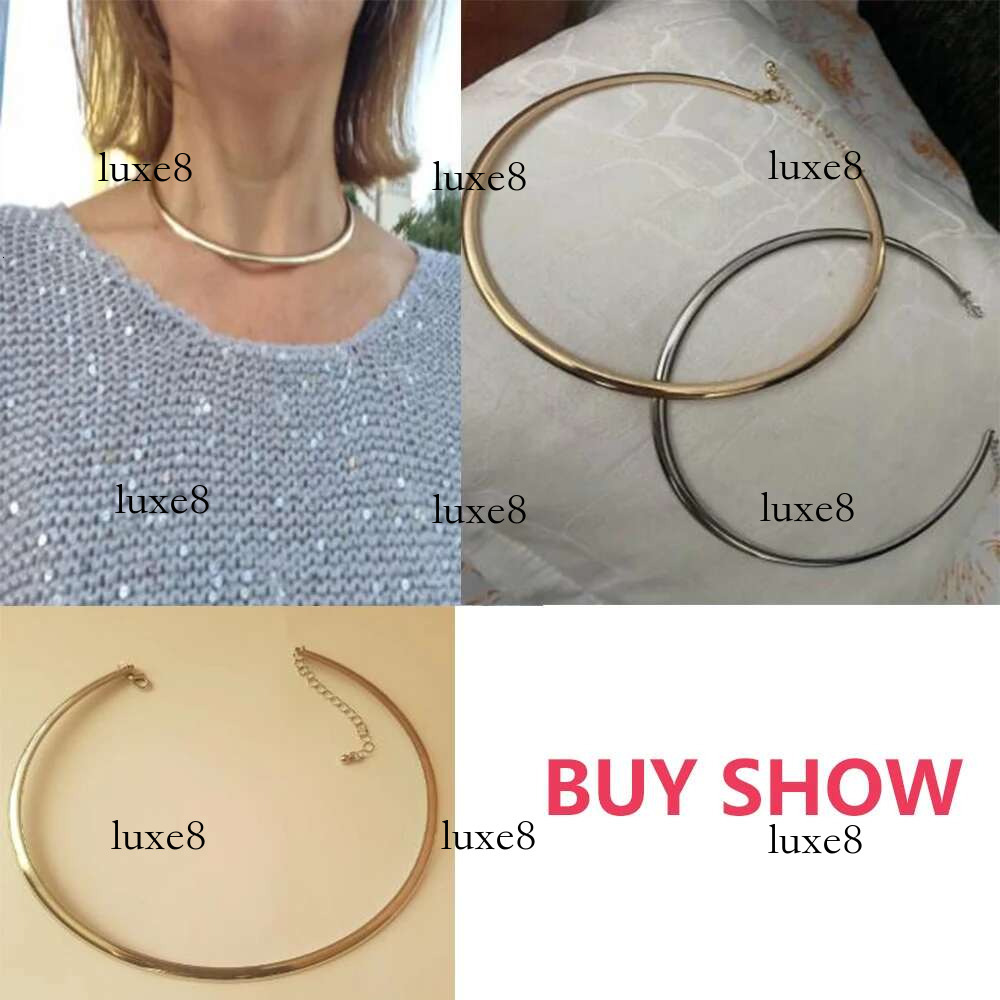 IngeSight.Z Punk Smooth Metal Round Torques Choker for Women Simple Gold Color Collar Necklace Party Jewelry Gift