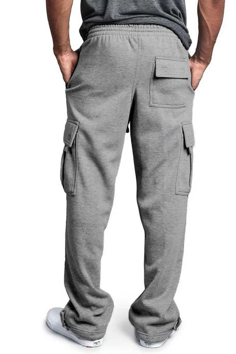 Wool Knitted Multi Pocket Sports Pants Mens Cargo Sports Pants Mens Solid Knitted Mens Trousers for Boys Winter 2025 Z W250318