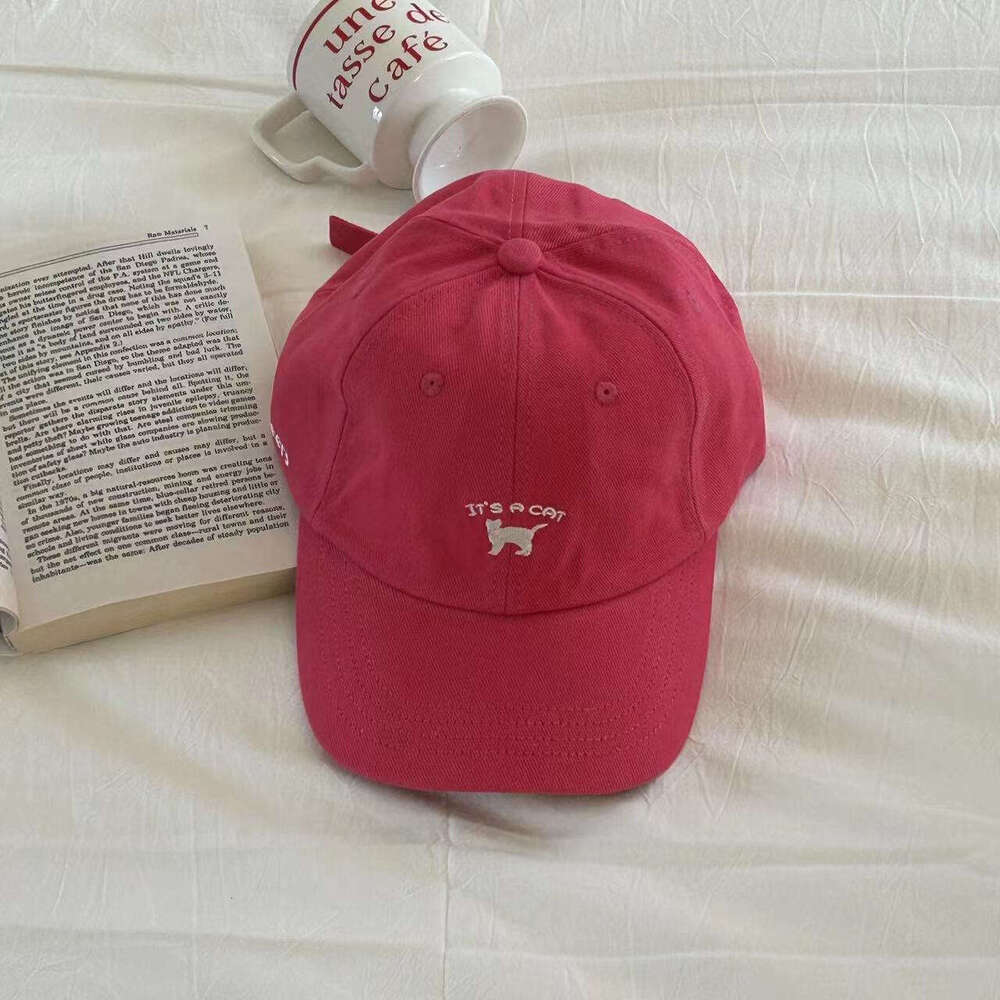 Kitten Embroidery Spring/Summer Korean Ins Style Soft Top Baseball for Men and Women, Elegant Curved Eaves Sunshade Duck Tongue Hat
