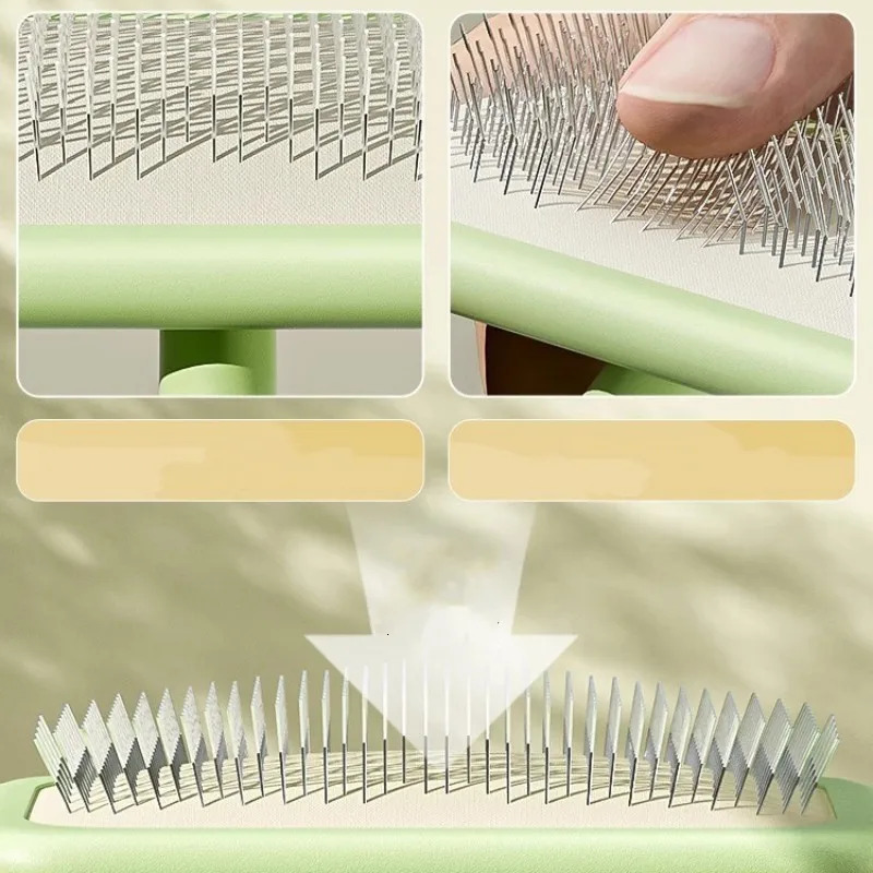 Dog Brush Pet Hair Remover Massage Cat Stainless Steel Combs for Cleaning Comfortable Handle Brushes Grooming 250318