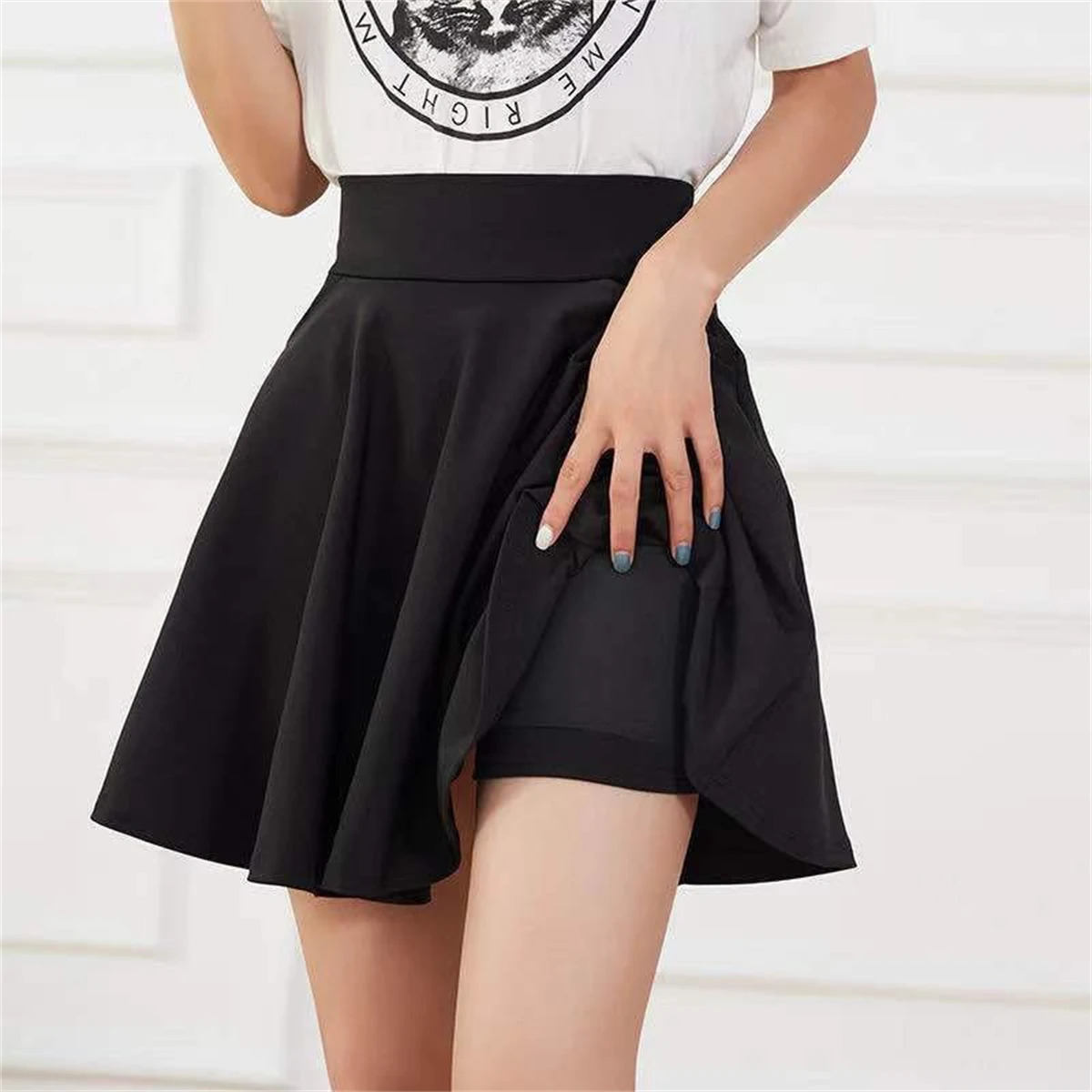 Women Pleated Tennis Skirt Solid Two Sports Skirts High Waist Pockets Gym Jogging Sport Shorts Summer Spring Casual Skirts 250318