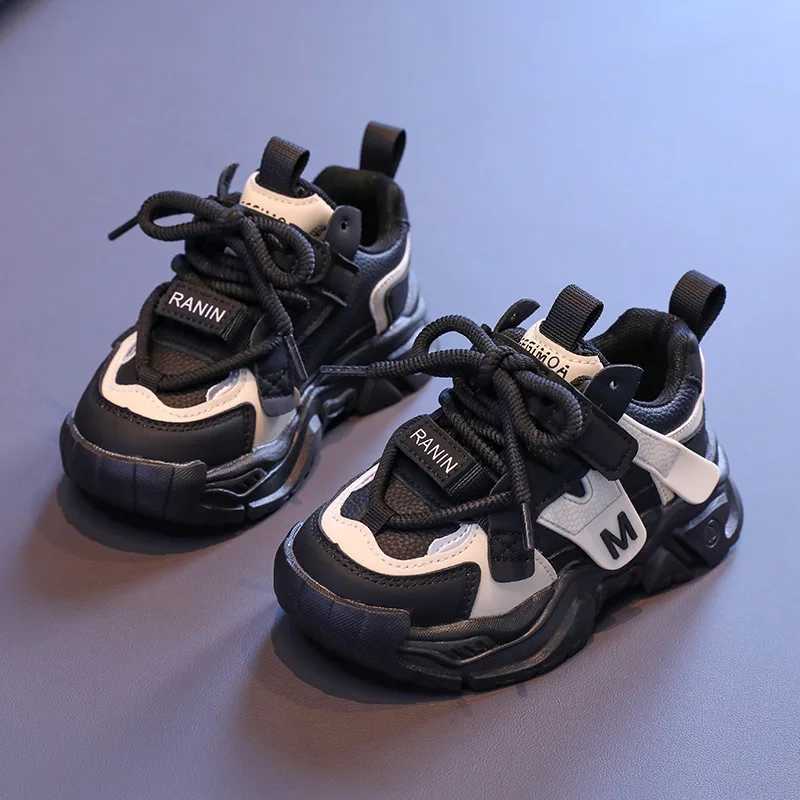 Childrens sports shoes 2024 autumn childrens casual sports shoes boys patch work color soft PU leather boys breathable tennis shoes W250318