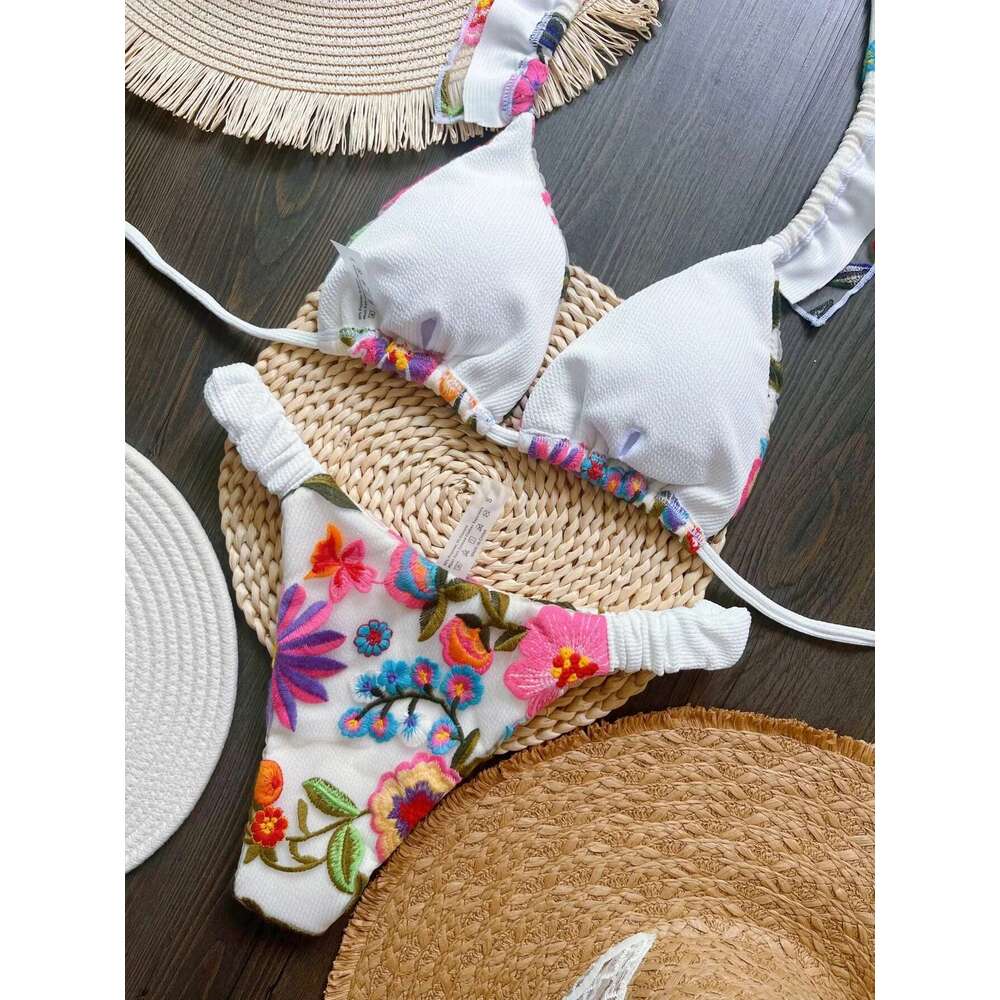 Ruotonsept 2024 new sexy handmade embroidered bikini set women's swimsuit triangle swimsuit Brazilian swimsuit bikini