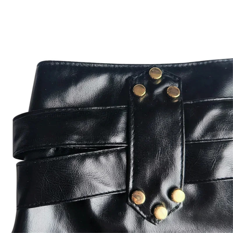Women Sexy Side Zipper Splicing Ultra Short Shorts Low Waist Leather Belt Mini Trousers Female Slim Hip Lift Three Quarter Pants 250318
